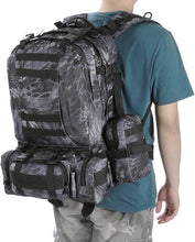 55L 600D Tactical Army Rucksacks Molle Backpack Camping Outdoor Hiking Trekking Traveling Bag Black Pythons Grain