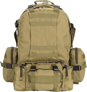 55L 600D Tactical Army Rucksacks Molle Backpack Camping Outdoor Hiking Trekking Traveling Bag Mud Color