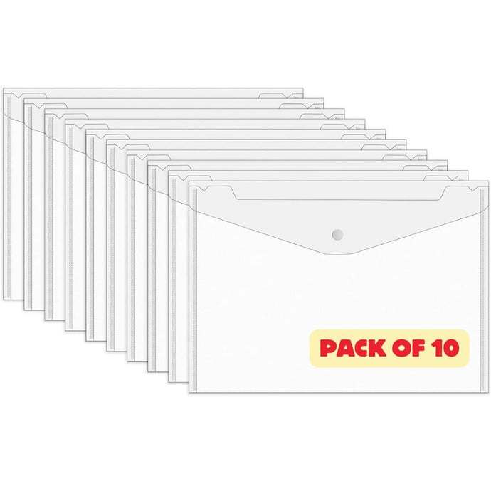 A4 Document File Clear Bag with Nametag Stickers | Pack of 10
