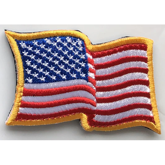 USA US Flag Forward WAVING Facing Patches 3x2