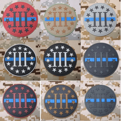 BuckUp Tactical Morale Patch Hook PVC 3% III% Three Percenter Circled Patches 3".