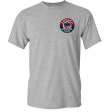 AMERICA FIRST! - ATHLETIC GREY T-SHIRT 100% MaDE iN USA S M L XL 2XL 3XL 4XL 5XL - BuckUp Tactical