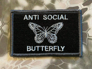 Anti Social Butterfly Monarch Morale Funny Patches 3x2" - BuckUp Tactical