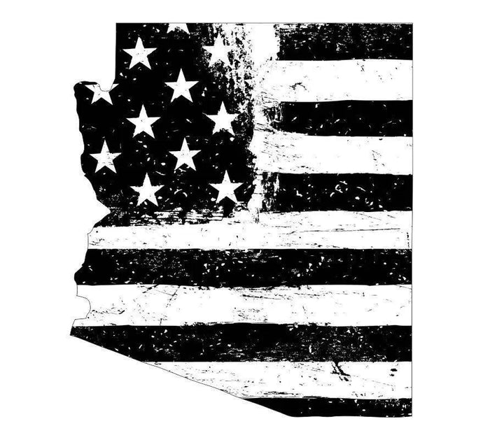 Arizona Black White Tattered Flag Decal - Various Sizes.