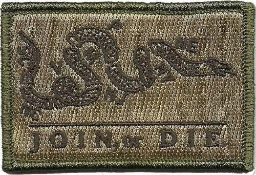 BuckUp Tactical Morale Patch Hook Join or Die Gadsden Snake DTOM Patches 3x2