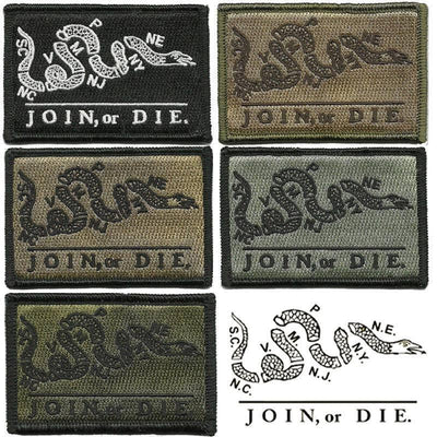 BuckUp Tactical Morale Patch Hook Join or Die Gadsden Snake DTOM Patches 3x2".