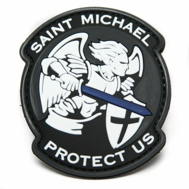 BuckUp Tactical Morale Patch Hook PVC St Michael Saint Michael God Jesus Protect US Thin Blue Line Sword.