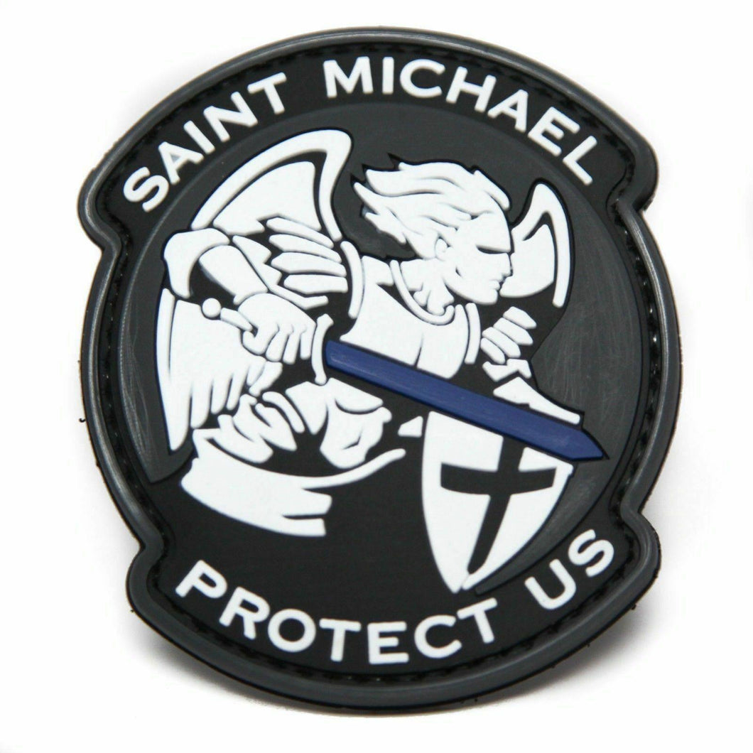 BuckUp Tactical Morale Patch Hook PVC St Michael Saint Michael God Jesus Protect US Thin Blue Line Sword - BuckUp Tactical