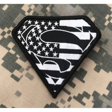 BuckUp Tactical Morale Patch Hook Superman USA Black Patches 2.75