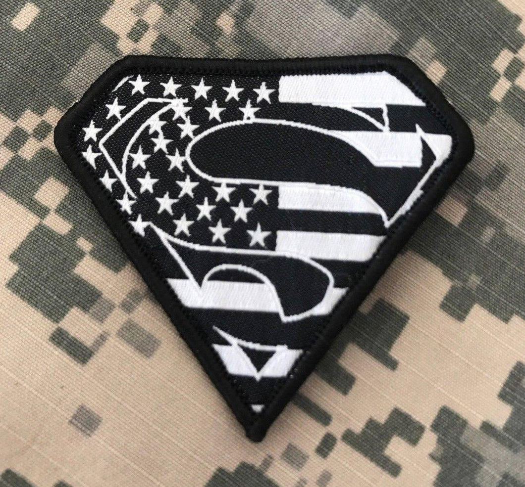 BuckUp Tactical Morale Patch Hook Superman USA Black Patches 2.75