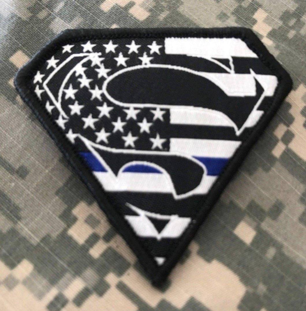 BuckUp Tactical Morale Patch Hook Superman USA Thin Blue Line Patches 2.75