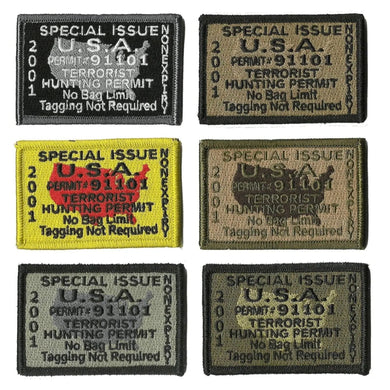 BuckUp Tactical Morale Patch Hook Terrorists Hunting Permit Patches 3x2