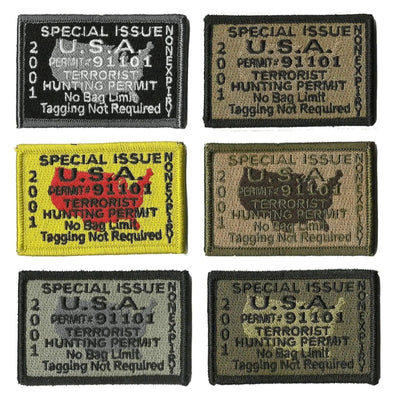 BuckUp Tactical Morale Patch Hook Terrorists Hunting Permit Patches 3x2".