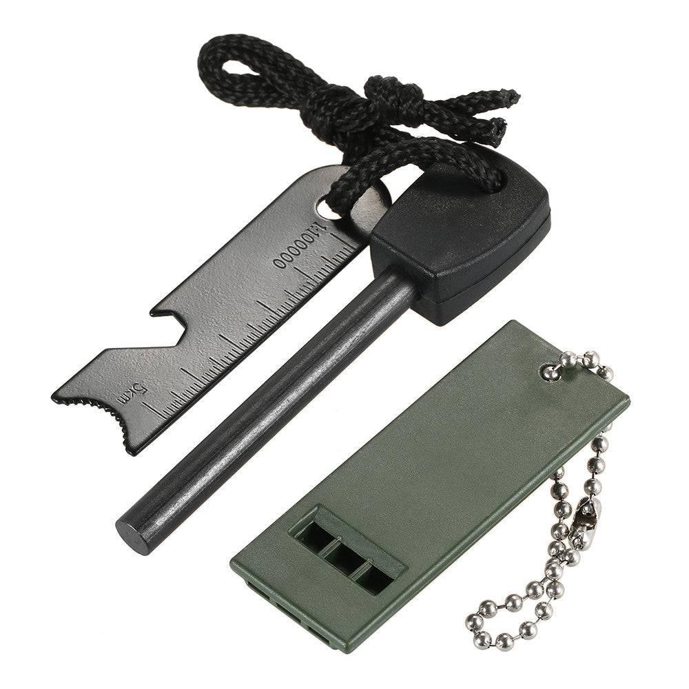 Fire Starter Firesteel Flintstone Fire Steel Striker Fire Start Tool Emergency Whistle - BuckUp Tactical