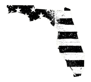 Florida Black White Tattered Flag Decal - Various Sizes - BuckUp Tactical
