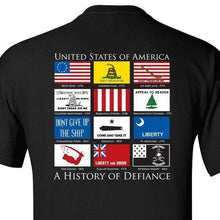 HISTORY OF DEFIANCE T-SHIRT - BLACK S M L XL 2XL 3XL 4XL 5XL - BuckUp Tactical