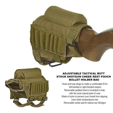 Hot Portable Adjustable Nylon Tactical Butt Stock Shotgun Cheek Rest Pouch Bullet Holder Bag Outdoor Hunting Gun Buttstock Bag.