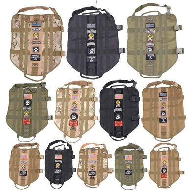 Police K9 Tactical Military 1000D Nylon Molle System Dog Training Dog Harness Hunting Vest Clothes Load Bearing Harness M-XL.