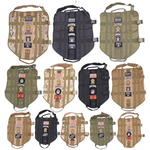 Police K9 Tactical Military 1000D Nylon Molle System Dog Training Dog Harness Hunting Vest Clothes Load Bearing Harness M-XL - BuckUp Tactical