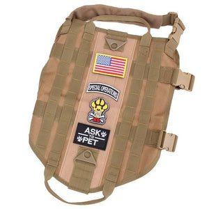 Police K9 Tactical Military 1000D Nylon Molle System Dog Training Dog Harness Hunting Vest Clothes Load Bearing Harness M-XL - BuckUp Tactical