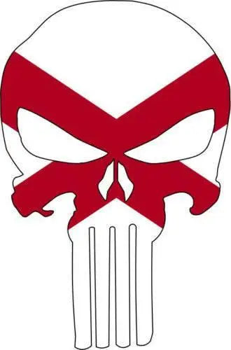 Punisher Skull Alabama Flag Window Decal Sticker Graphic - Multiple Sizes.