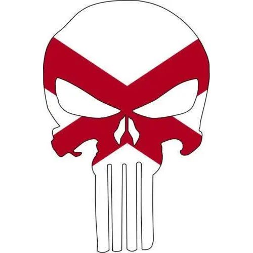 Punisher Skull Alabama Flag Window Decal Sticker Graphic - Multiple Sizes.