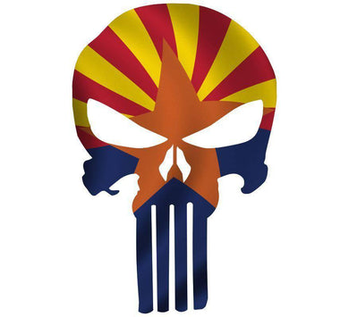 Punisher Skull Arizona Flag Window Decal Sticker Graphic - Multiple Sizes - BuckUp Tactical