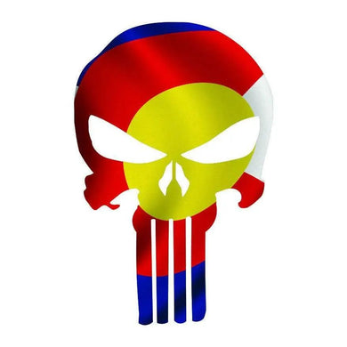 Punisher Skull Colorado Flag Window Decal Sticker Graphic - Multiple Sizes.