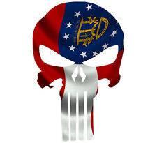 Punisher Skull Georgia Flag Window Decal Sticker Graphic - Multiple Sizes - BuckUp Tactical