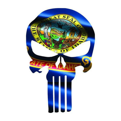 Punisher Skull Idaho Flag Window Decal Sticker Graphic - Multiple Sizes.