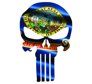 Punisher Skull Idaho Flag Window Decal Sticker Graphic - Multiple Sizes - BuckUp Tactical