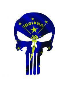 Punisher Skull Indiana Flag Window Decal Sticker Graphic - Multiple Sizes - BuckUp Tactical