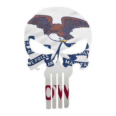 Punisher Skull Iowa Flag Window Decal Sticker Graphic - Multiple Sizes.