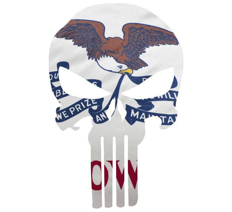 Punisher Skull Iowa Flag Window Decal Sticker Graphic - Multiple Sizes - BuckUp Tactical