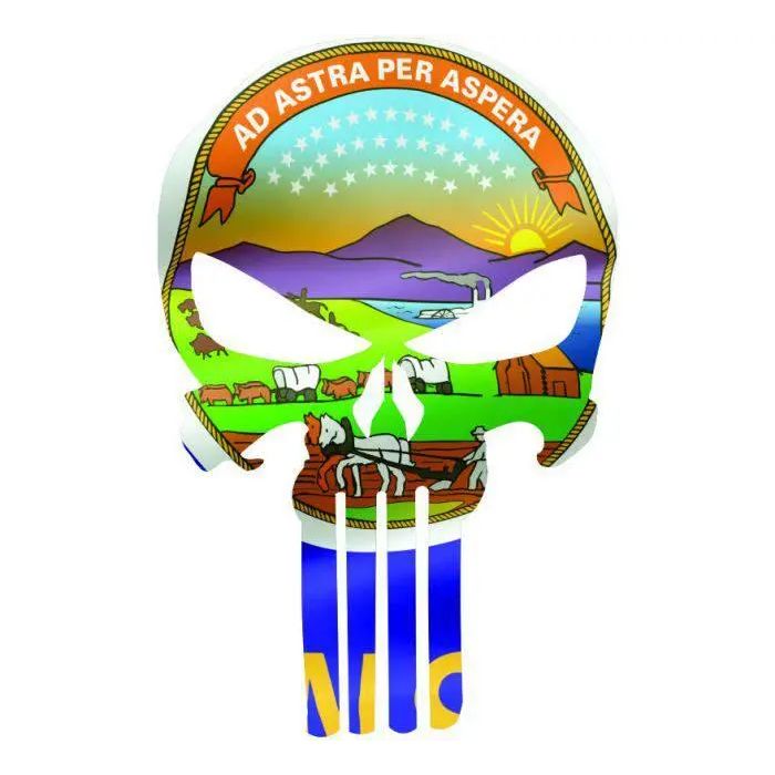 Punisher Skull Kansas Flag Window Decal Sticker Graphic - Multiple Sizes.