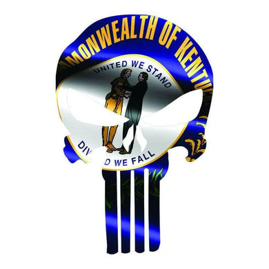 Punisher Skull Kentucky Flag Window Decal Sticker Graphic - Multiple Sizes.