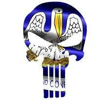 Punisher Skull Louisiana Flag Window Decal Sticker Graphic - Multiple Sizes.