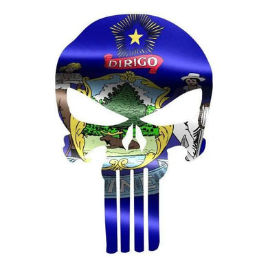 Punisher Skull Maine Flag Window Decal Sticker Graphic - Multiple Sizes.