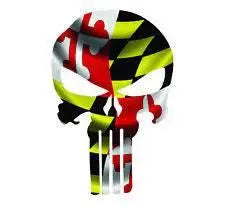 Punisher Skull Maryland Flag Window Decal Sticker Graphic - Multiple Sizes.