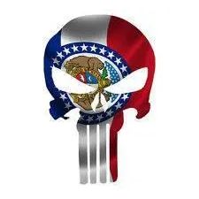 Punisher Skull Missouri Flag Window Decal Sticker Graphic - Multiple Sizes.