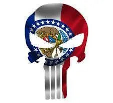 Punisher Skull Missouri Flag Window Decal Sticker Graphic - Multiple Sizes.