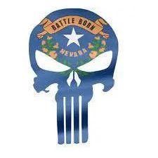 Punisher Skull Nevada Flag Window Decal Sticker Graphic - Multiple Sizes.