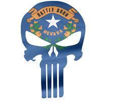 Punisher Skull Nevada Flag Window Decal Sticker Graphic - Multiple Sizes - BuckUp Tactical