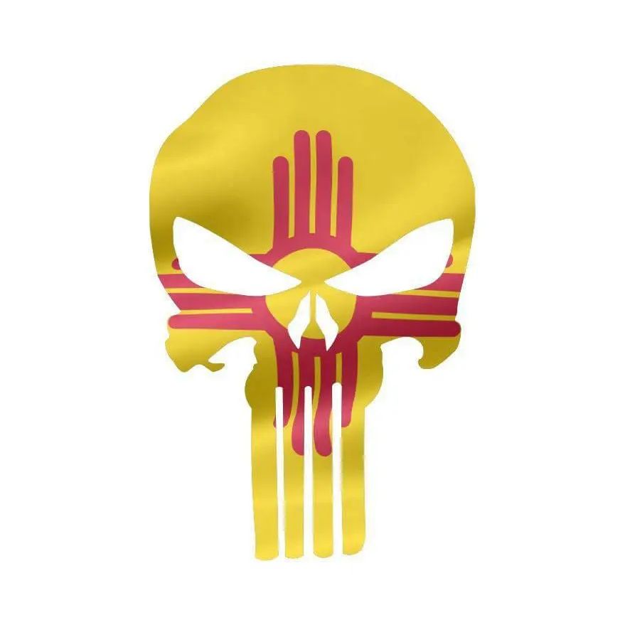 Punisher Skull New Mexico Flag Window Decal Sticker Graphic - Multiple Sizes.