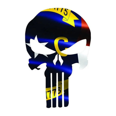 Punisher Skull North Carolina Flag Window Decal Sticker Graphic - Multiple Sizes.