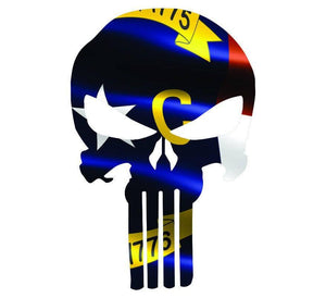 Punisher Skull North Carolina Flag Window Decal Sticker Graphic - Multiple Sizes - BuckUp Tactical