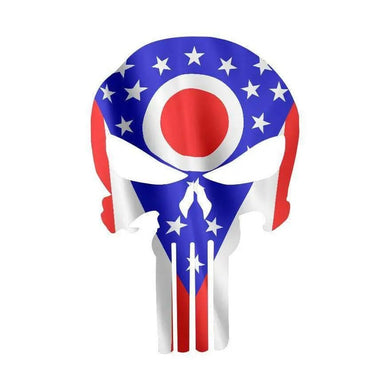 Punisher Skull Ohio Flag Window Decal Sticker Graphic - Multiple Sizes.