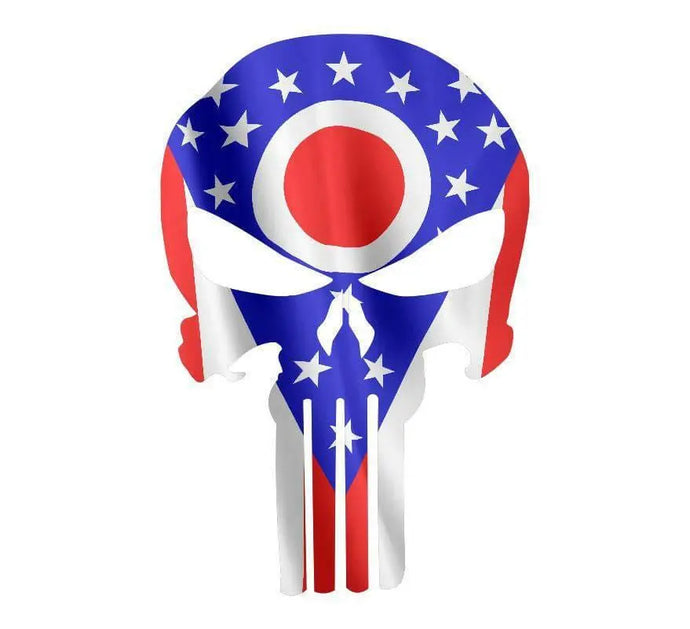 Punisher Skull Ohio Flag Window Decal Sticker Graphic - Multiple Sizes.