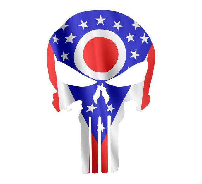 Punisher Skull Ohio Flag Window Decal Sticker Graphic - Multiple Sizes - BuckUp Tactical