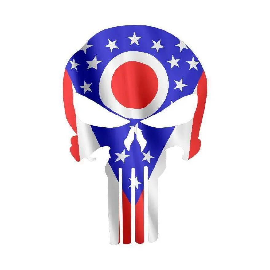 Punisher Skull Ohio Flag Window Decal Sticker Graphic - Multiple Sizes.